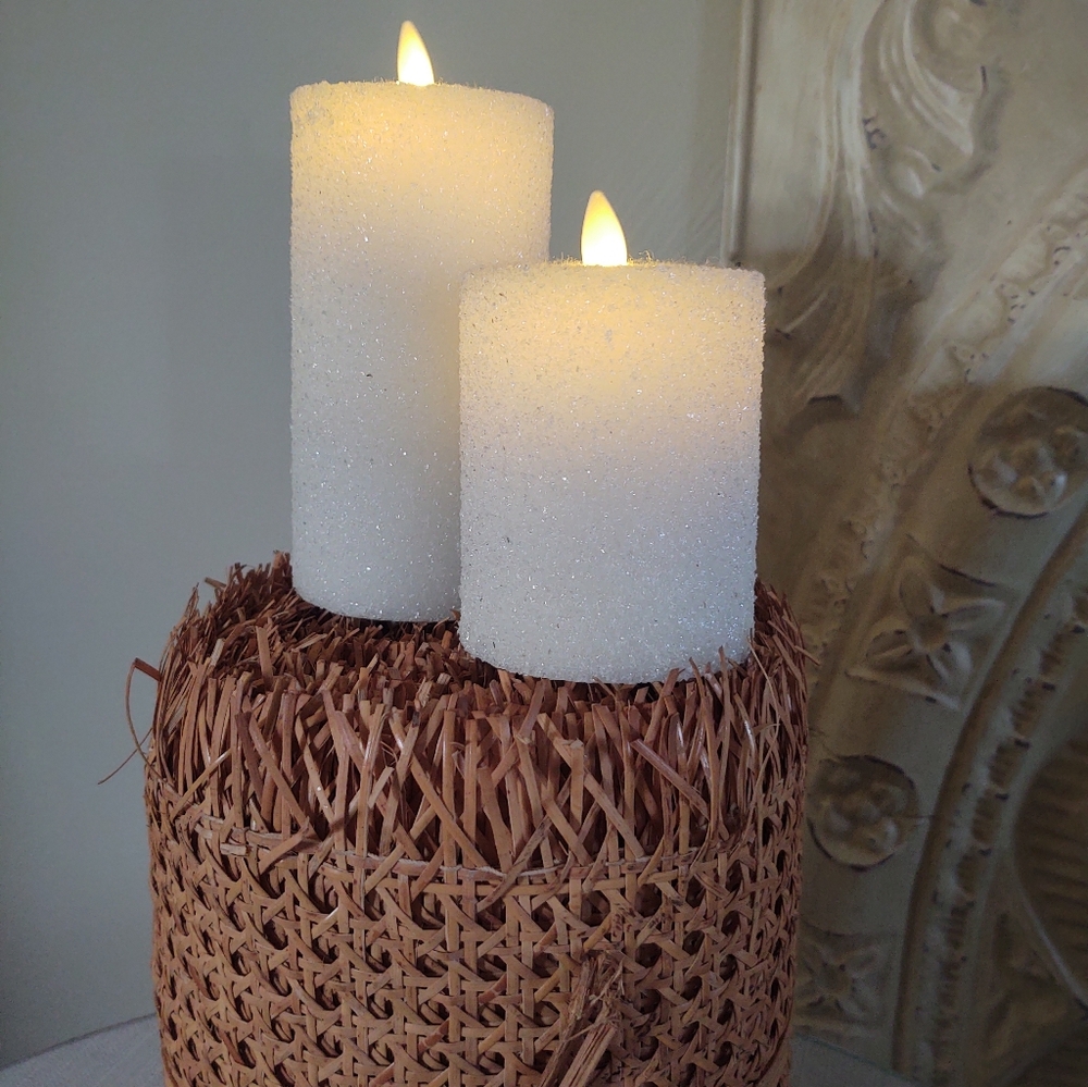 LUMINARA 🎆Candle Luminary🕯️Light SeT~ White ⚪ Crushed•Ice ~